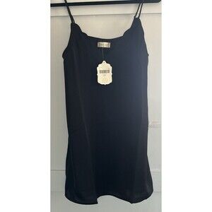 Altar’d State Womens Size M Black Slip Dress Scalloped Front Adjustable Straps